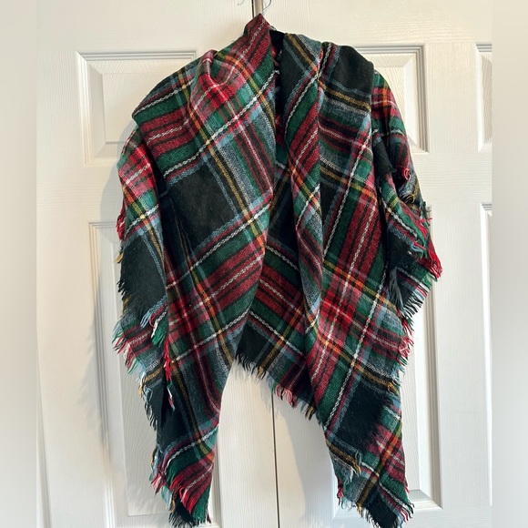 Zara Blanket Scarf Large Black Plaid - Picture 1 of 2